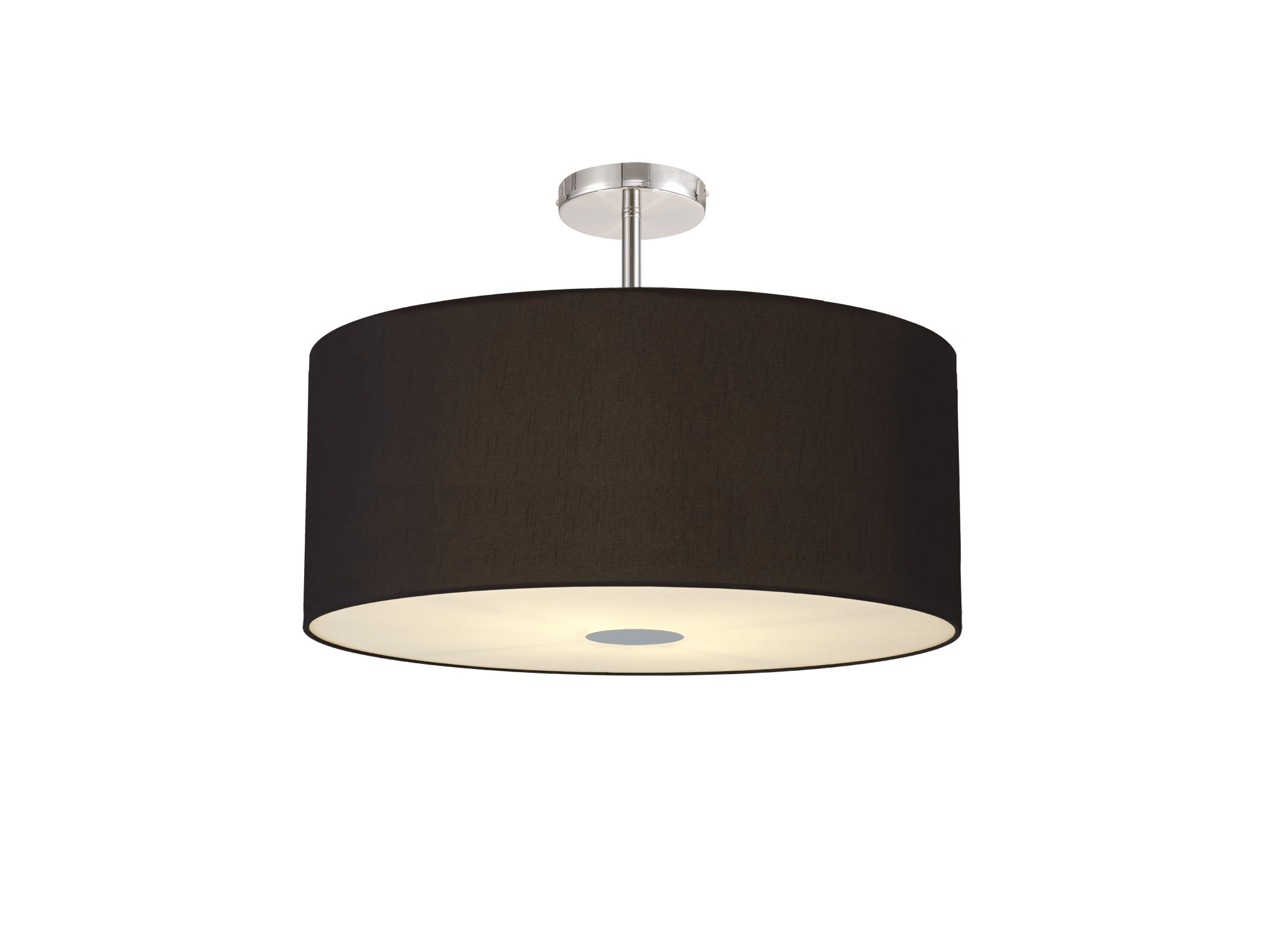 DK0493  Baymont 60cm, Drop Flush 5 Light Polished Chrome, Midnight Black/Green Olive, Frosted Diffuser